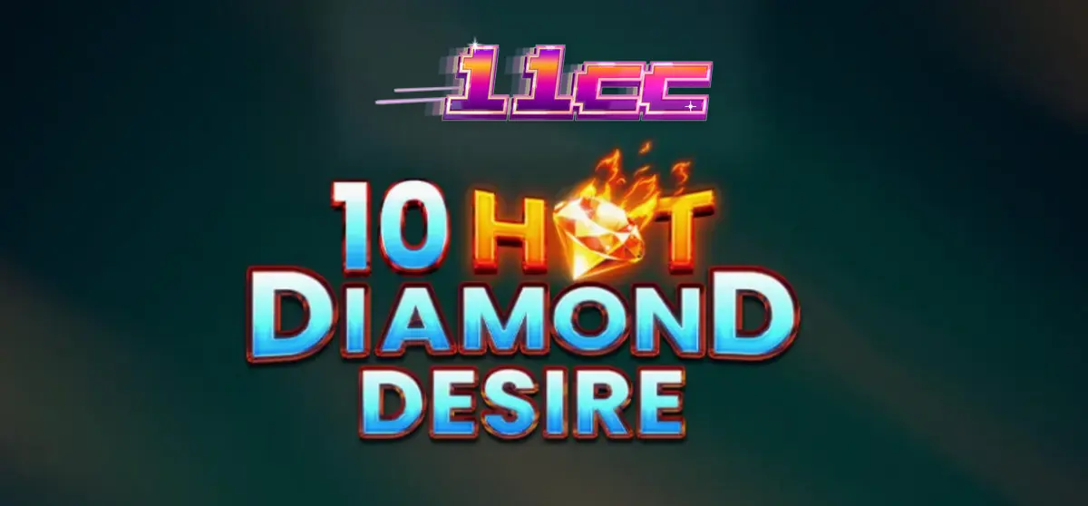 Interface brilhante e neon do jogo 10 Hot Diamond Desire com símbolos de frutas e diamantes.
